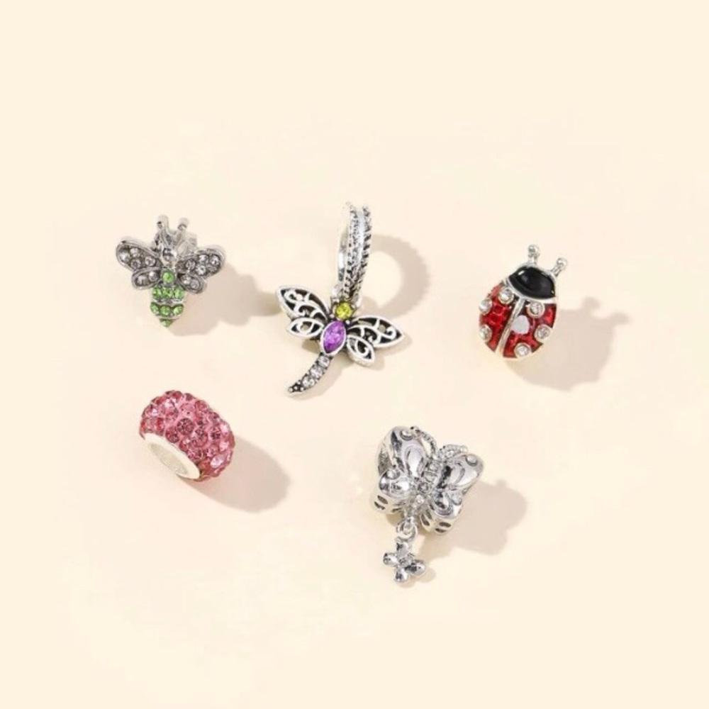 ‼️😍JUST RESTOCKED 🐞Rhinestone/Silver Charms-Dragonfly,Ladybug* Pandora STYLE*